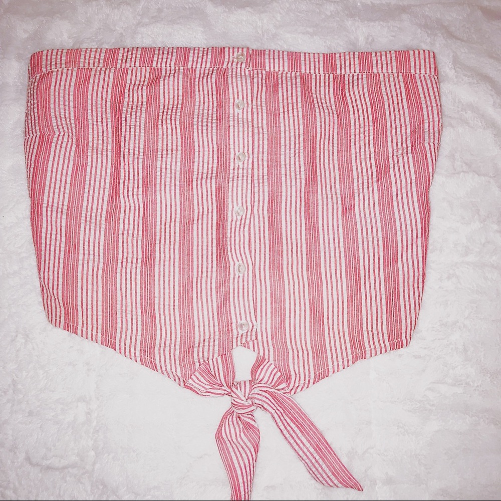 Red & White Stripped Crop Top